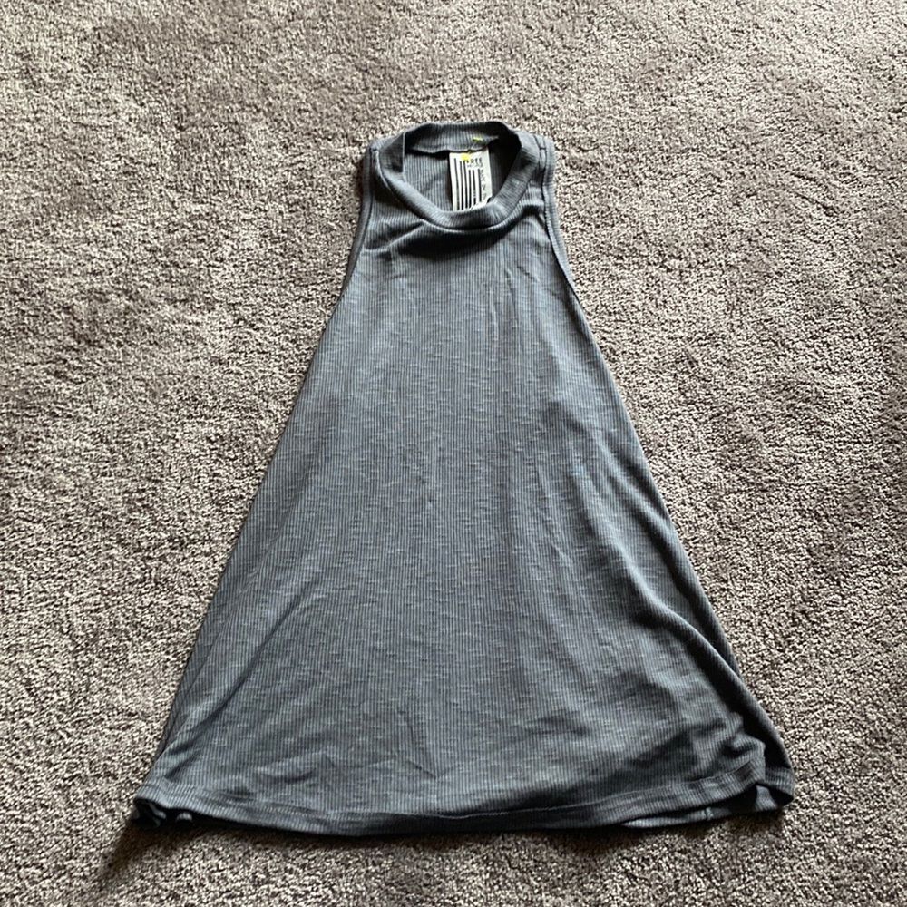 Free People Gray Sleeveless Swing Tunic Top Size XS High Neck Racerback